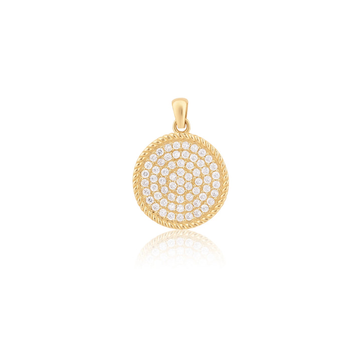 ULMAZ Pavé Circle Charm Elevate your jewelry collection with the exquisite craftsmanship of our "Pavé Circle Charm." A symbol of sophistication in lustrous 14K solid gold, this charm is an embodiment of classic design paired with modern elegance. The enci