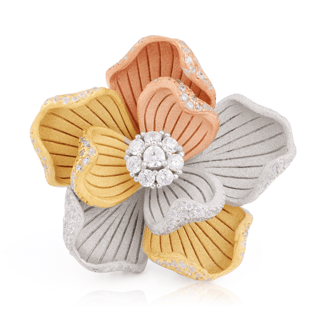 Tri-Tone Flower Ring