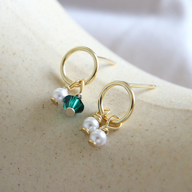 Pearls Green CZ Stud Earrings