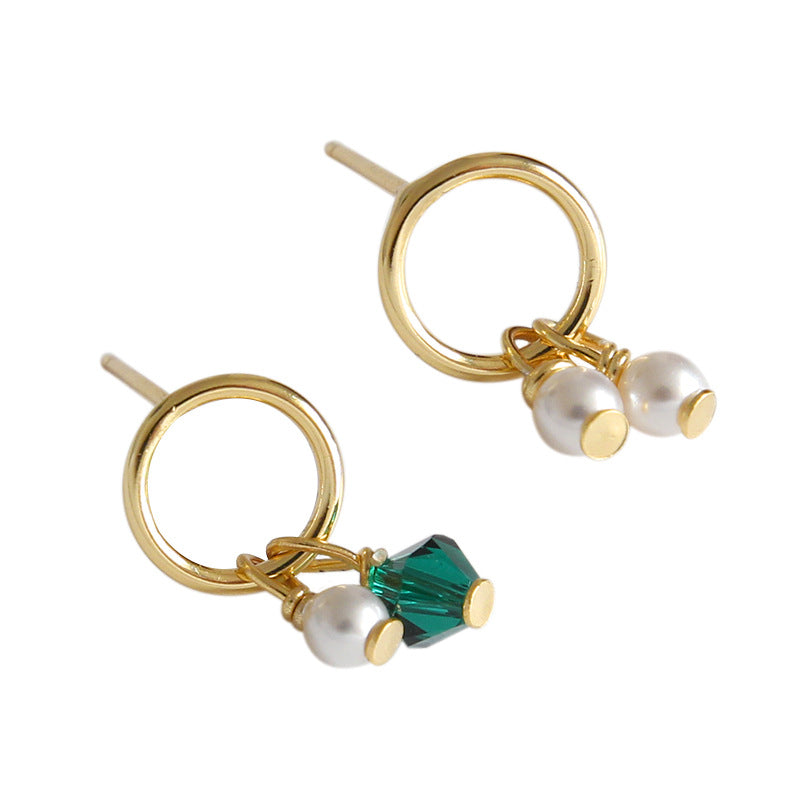 Pearls Green CZ Stud Earrings