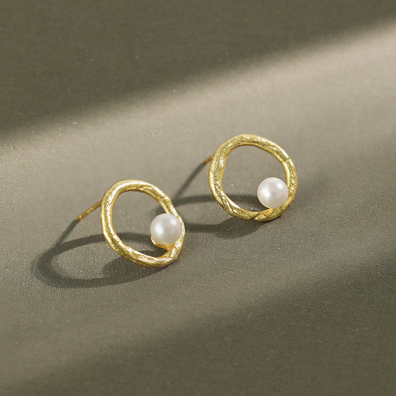 Pearl Circle Stud Earrings