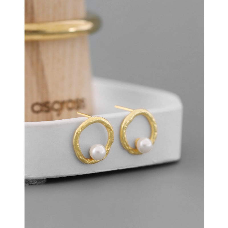 Pearl Circle Stud Earrings