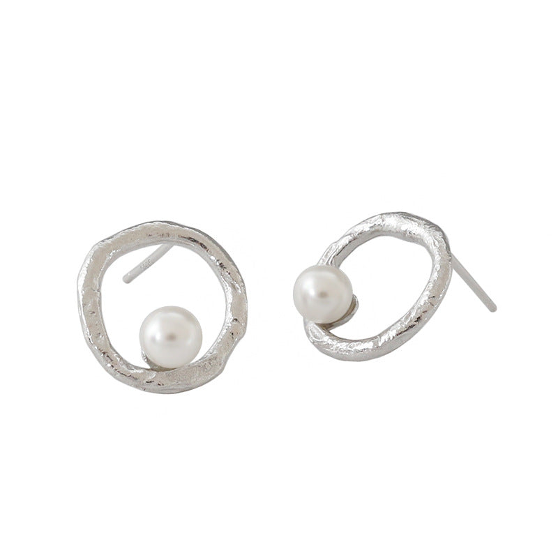 Pearl Circle Stud Earrings