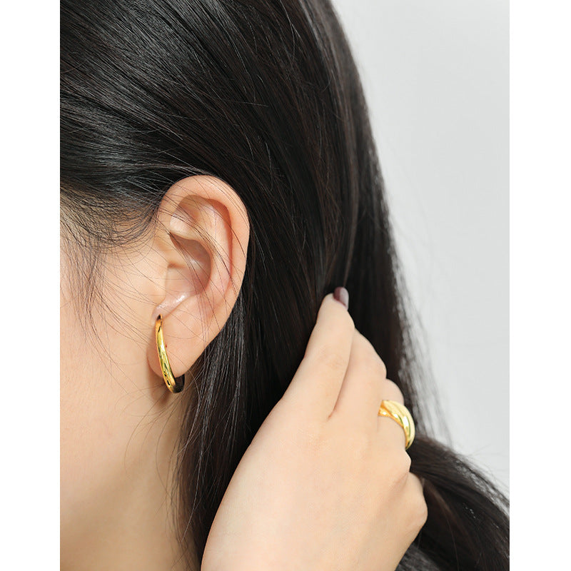 C Shape Stud Earrings