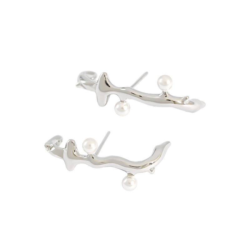 Pearls Branch Stud Earrings