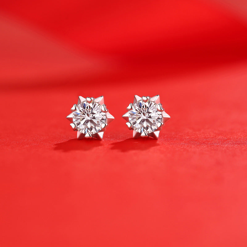 Moissanite CZ Snowflake Stud