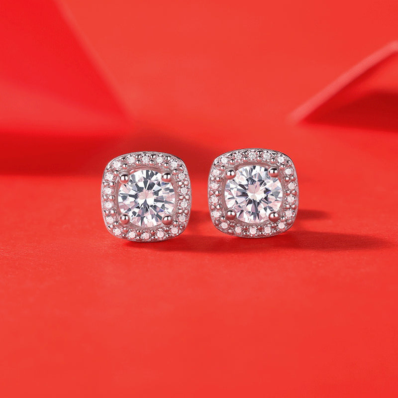 Moissanite CZ Square Stud