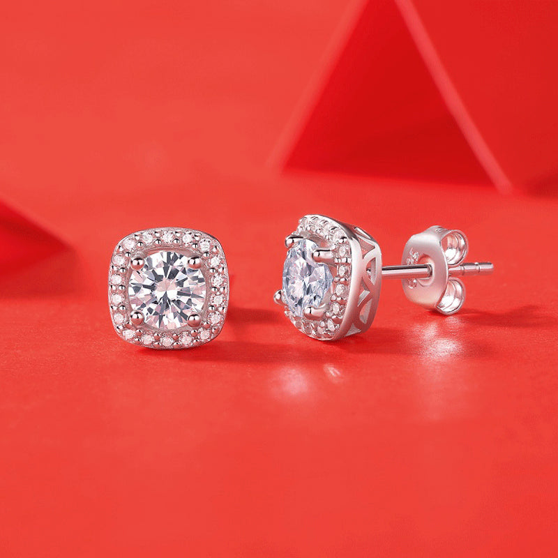 Moissanite CZ Square Stud